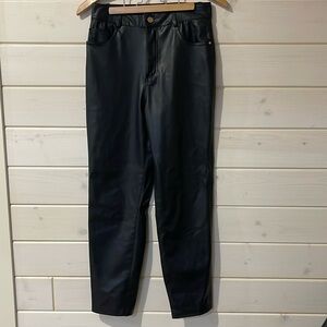 Black faux leather pants